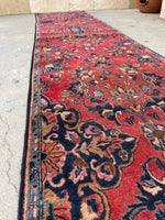 1'11 x 13'4 Antique Sarouk skinny runner #2197 / 2x13 Vintage Persian Runner - Blue Parakeet Rugs