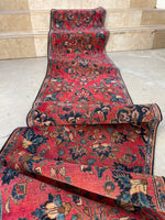 1'11 x 13'4 Antique Sarouk skinny runner #2197 / 2x13 Vintage Persian Runner - Blue Parakeet Rugs
