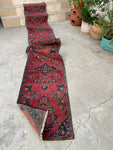 1'11 x 13'4 Antique Sarouk skinny runner #2197 / 2x13 Vintage Persian Runner - Blue Parakeet Rugs