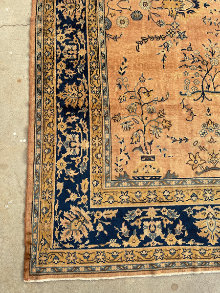 9x9 Antique Turkish pink Sivas rug #2198 / 9x9 Vintage Rug - Blue 