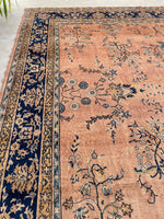 9x9 Antique Turkish pink Sivas rug #2198 / 9x9 Vintage Rug - Blue Parakeet Rugs
