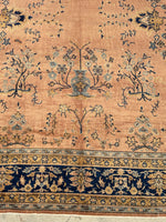 9x9 Antique Turkish pink Sivas rug #2198 / 9x9 Vintage Rug - Blue Parakeet Rugs