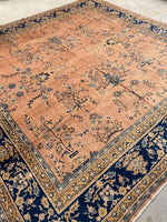 9x9 Antique Turkish pink Sivas rug #2198 / 9x9 Vintage Rug - Blue Parakeet Rugs