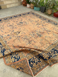 9x9 Antique Turkish pink Sivas rug #2198 / 9x9 Vintage Rug - Blue Parakeet Rugs