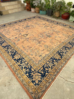 9x9 Antique Turkish pink Sivas rug #2198 / 9x9 Vintage Rug - Blue Parakeet Rugs