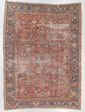 9'2 x 12'6 love worn antique Persian Heriz Rug - Blue Parakeet Rugs