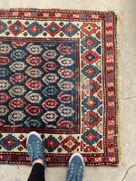 3'8 x 10'9 Antique Caucasian runner #2200 / 4x11 Vintage Runner - Blue Parakeet Rugs
