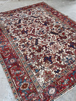 6'9 x 8'4 Antique Heriz tribal rug #2022 / 7x8 Vintage Rug - Blue Parakeet Rugs