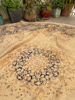 9'5 x 9'5 Round Kerman rug #2201 / 10x10 Vintage Rug - Blue Parakeet Rugs
