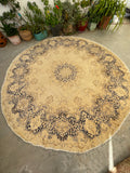 9'5 x 9'5 Round Kerman rug #2201 / 10x10 Vintage Rug - Blue Parakeet Rugs