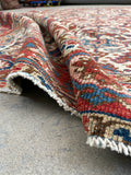 6'9 x 8'4 Antique Heriz tribal rug #2022 / 7x8 Vintage Rug - Blue Parakeet Rugs