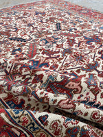 6'9 x 8'4 Antique Heriz tribal rug #2022 / 7x8 Vintage Rug - Blue Parakeet Rugs