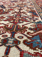 6'9 x 8'4 Antique Heriz tribal rug #2022 / 7x8 Vintage Rug - Blue Parakeet Rugs