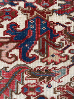 6'9 x 8'4 Antique Heriz tribal rug #2022 / 7x8 Vintage Rug - Blue Parakeet Rugs