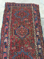 2'2 x 8'1 antique Persian Gharajeh Heriz runner (#989ML) - Blue Parakeet Rugs