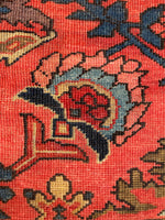 7'3 x 10'5 Antique watermelon ground Mahal village rug #2024 / 7x10 Vintage Rug - Blue Parakeet Rugs