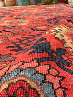 7'3 x 10'5 Antique watermelon ground Mahal village rug #2024 / 7x10 Vintage Rug - Blue Parakeet Rugs