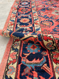 7'3 x 10'5 Antique watermelon ground Mahal village rug #2024 / 7x10 Vintage Rug - Blue Parakeet Rugs
