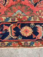 7'3 x 10'5 Antique watermelon ground Mahal village rug #2024 / 7x10 Vintage Rug - Blue Parakeet Rugs