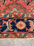 7'3 x 10'5 Antique watermelon ground Mahal village rug #2024 / 7x10 Vintage Rug - Blue Parakeet Rugs
