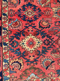 7'3 x 10'5 Antique watermelon ground Mahal village rug #2024 / 7x10 Vintage Rug - Blue Parakeet Rugs