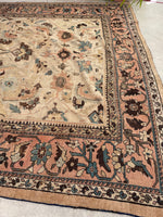 10’10 x 10’10 Ivory Sultanabad Mahal #2204 / Large square vintage rug - Blue Parakeet Rugs