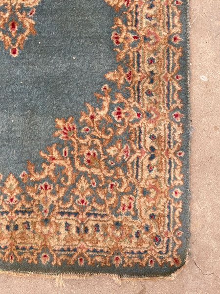 2'7 x 3'6 Antique 19th Century Agra scatter rug #2231 / 3x4 Vintage Rug -  Blue Parakeet Rugs