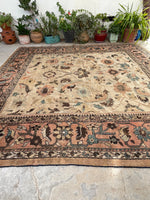 10’10 x 10’10 Ivory Sultanabad Mahal #2204 / Large square vintage rug - Blue Parakeet Rugs