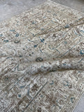 6'6 x 9'2 Antique Muted Persian Rug #2842