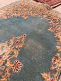 2'7 x 5'0 Antique French Blue 1920s scatter Rug #1852 / 3x5 Vintage Rug - Blue Parakeet Rugs