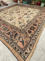 10’10 x 10’10 Ivory Sultanabad Mahal #2204 / Large square vintage rug - Blue Parakeet Rugs