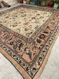 10’10 x 10’10 Ivory Sultanabad Mahal #2204 / Large square vintage rug - Blue Parakeet Rugs