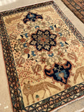 3' x 4'5 Vintage Persian Rug #1853ML / 3x4 Vintage Rug - Blue Parakeet Rugs