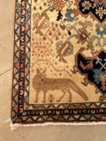 3' x 4'5 Vintage Persian Rug #1853ML / 3x4 Vintage Rug - Blue Parakeet Rugs