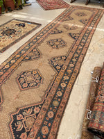 3'10 X 16'9 Antique & Worn Camel Hair Runner #1854 / 4x17 Vintage Runner - Blue Parakeet Rugs