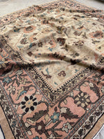 10’10 x 10’10 Ivory Sultanabad Mahal #2204 / Large square vintage rug - Blue Parakeet Rugs