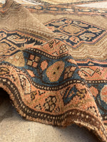 3'10 X 16'9 Antique & Worn Camel Hair Runner #1854 / 4x17 Vintage Runner - Blue Parakeet Rugs