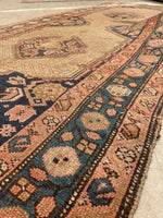 3'10 X 16'9 Antique & Worn Camel Hair Runner #1854 / 4x17 Vintage Runner - Blue Parakeet Rugs