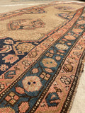 3'10 X 16'9 Antique & Worn Camel Hair Runner #1854 / 4x17 Vintage Runner - Blue Parakeet Rugs