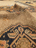 3'10 X 16'9 Antique & Worn Camel Hair Runner #1854 / 4x17 Vintage Runner - Blue Parakeet Rugs