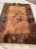 2'1 X 3' Antique Chinese Scatter Rug #1843 / 2x3 Vintage Rug - Blue Parakeet Rugs