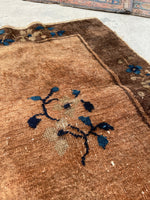 2'1 X 3' Antique Chinese Scatter Rug #1843 / 2x3 Vintage Rug - Blue Parakeet Rugs