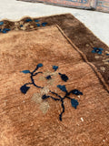 2'1 X 3' Antique Chinese Scatter Rug #1843 / 2x3 Vintage Rug - Blue Parakeet Rugs