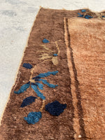 2'1 X 3' Antique Chinese Scatter Rug #1843 / 2x3 Vintage Rug - Blue Parakeet Rugs