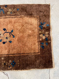 2'1 X 3' Antique Chinese Scatter Rug #1843 / 2x3 Vintage Rug - Blue Parakeet Rugs