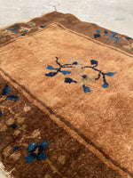 2'1 X 3' Antique Chinese Scatter Rug #1843 / 2x3 Vintage Rug - Blue Parakeet Rugs