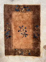 2'1 X 3' Antique Chinese Scatter Rug #1843 / 2x3 Vintage Rug - Blue Parakeet Rugs