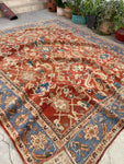 8'9 x 10'11 Rust red Sultanabad Mahal rug #2205 / 9x11 Vintage Rug - Blue Parakeet Rugs