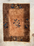 2'1 X 3' Antique Chinese Scatter Rug #1843 / 2x3 Vintage Rug - Blue Parakeet Rugs