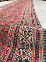 3'6 x 16'6 Antique and long Seraband runner #2020 / 4x17 Vintage runner - Blue Parakeet Rugs